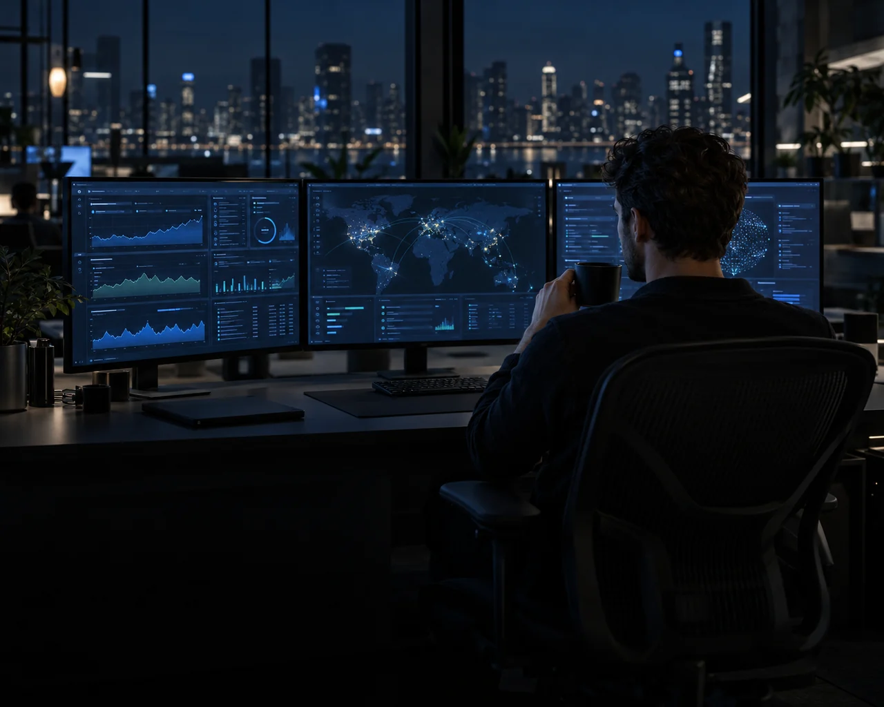 Operations room with monitoring screens
